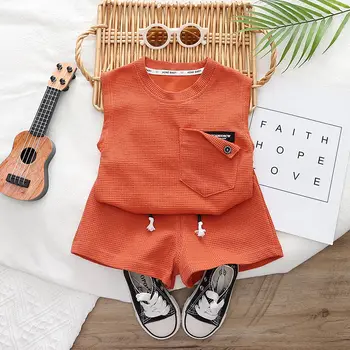 Baby Boys' Summer Suit New Fashionable Children's Clothing Baby Girls Sleeveless Two Piece Set Summer 1