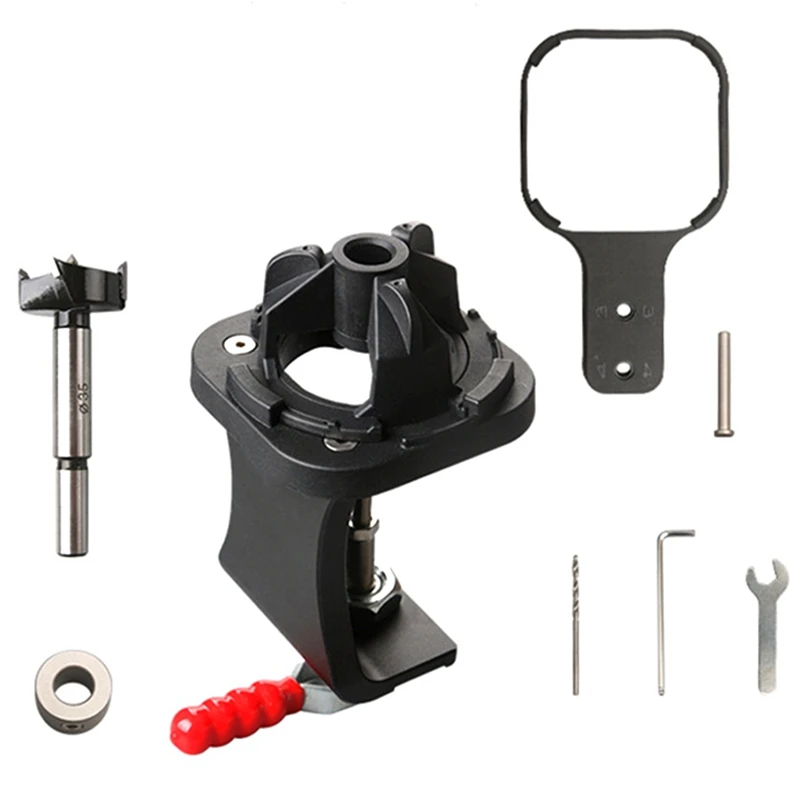 

35Mm Hinge Hole Drilling Guide Locator Kit Hing Installation Jig Door Cabinet Hinge Hole Locator W/ Fixture Woodworking