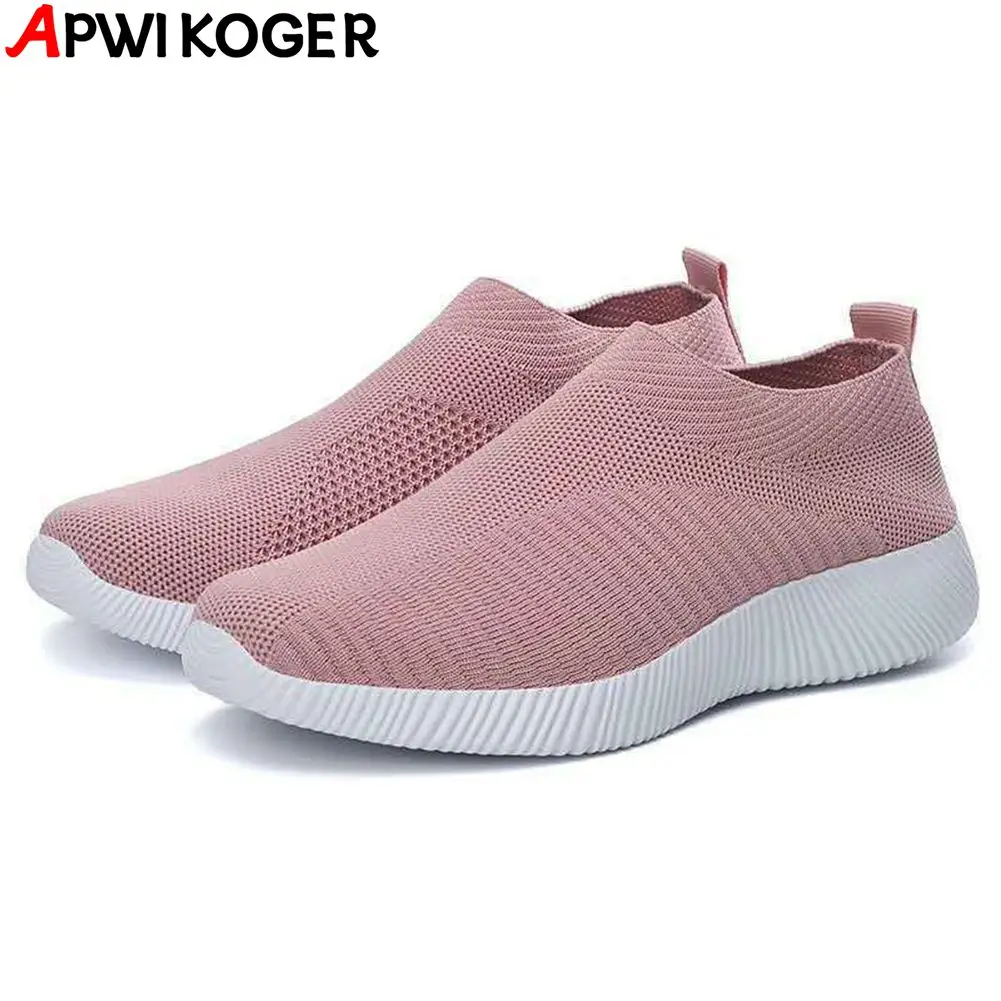 

Women Casual Running Sports Shoes Couple Tennis Sneakers Slip On Flats Loafers Shoes Plus Size Breathable Mesh Walking Sneakers
