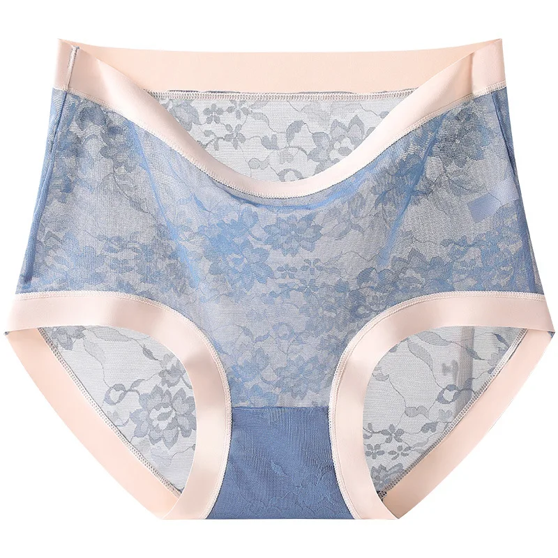 

Женские кружевные брюки с завышенной талией, летнее дышащее пикантное тонкое нижнее белье из вискозы без следов, женское нижнее белье большого размера