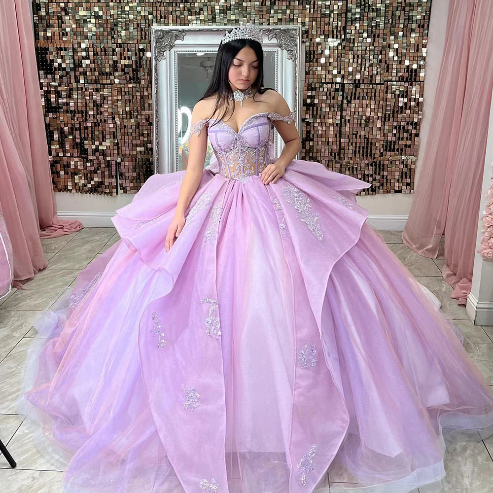 Платья Charro Quinceanera со съемным шлейфом, лавандовые мексиканские платья 15 лет, милое 16-летнее платье