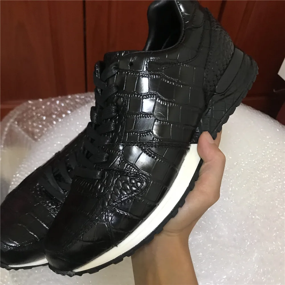High Grade Men Full Gain Leather Casual Crocodile Design Nature Leather Men Comfortable Height Increasing Shoes 5