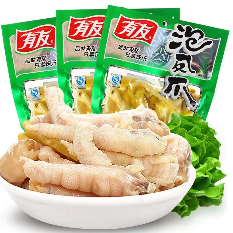 

Азиатские закуски Chong Qing You, маринованные острые куриные ножки 160 г x 2 мешка
