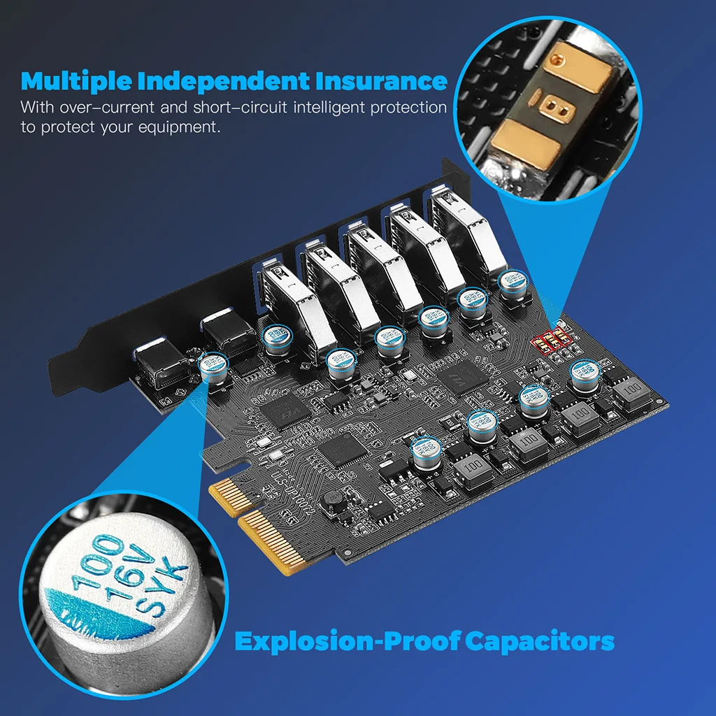 PCI-e USB 3 2/3 1/2 0 карта расширения 10 Гбит/с 5 портами Type-A Dual Type-C суперскоростная USB3.2 Gen
