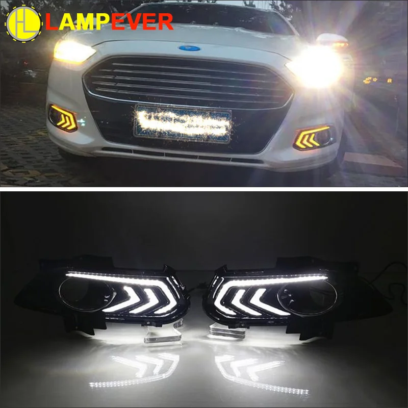 Для Ford Mondeo Fusion 2013 2014 2015, с поворотным желтым реле сигнала, водонепроницаемый автомобильный дневной ходовой сигнал 12 В, Светодиодный дневной ...