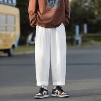 summer cotton casual pants men fashion pocket cargo pants mens japanese streetwear hip hop loose straight pants mens trousers