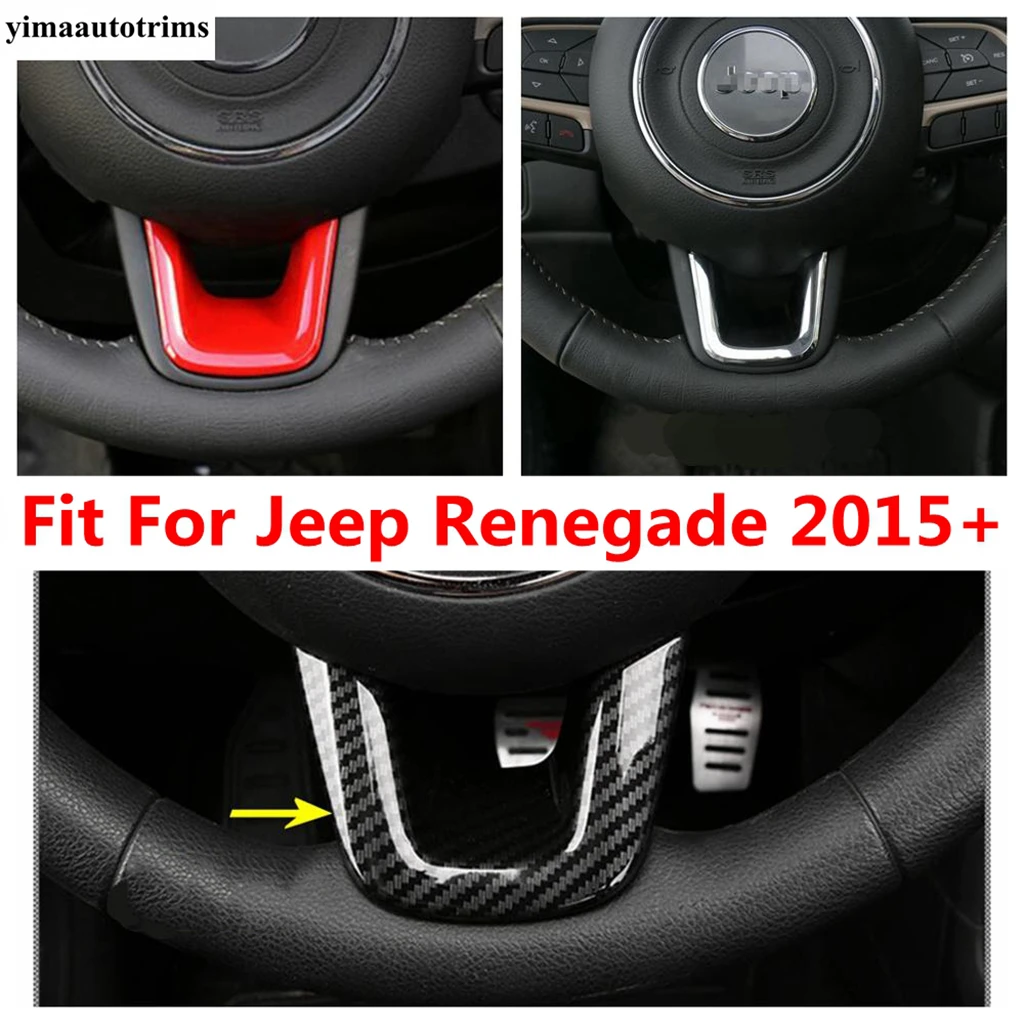 

Auto Car Steering Wheel U Shape Frame Decoration Strip Cover Trim Fit For Jeep Renegade 2015 - 2020 ABS Red Interior Accessories