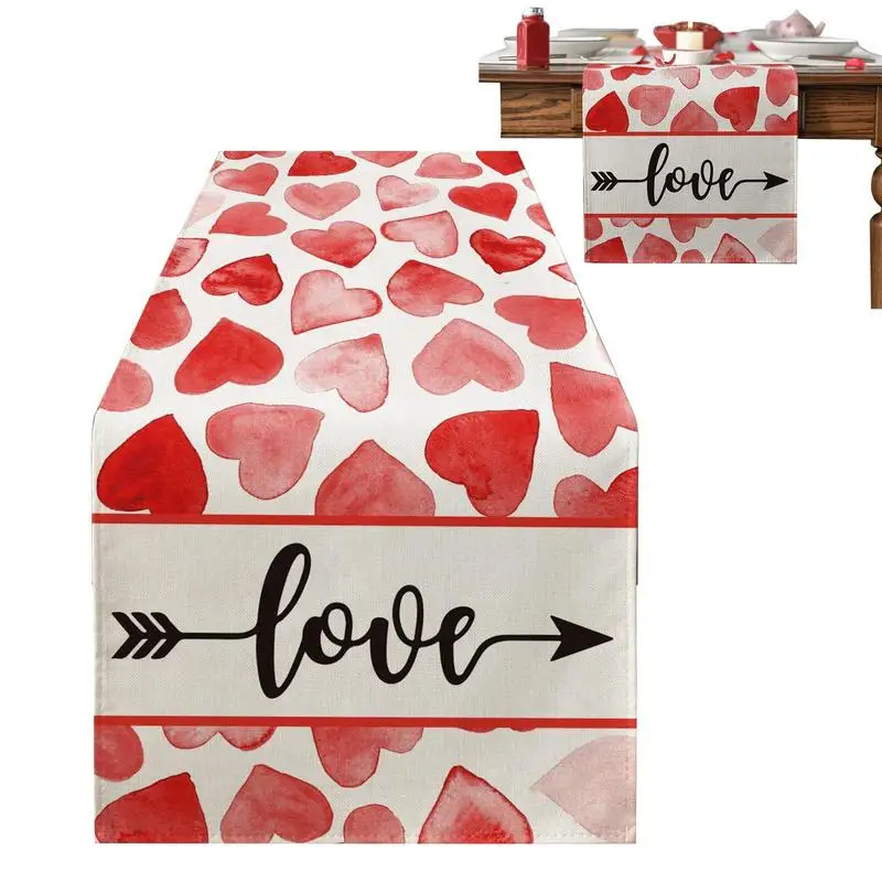 

Valentine's Day Table Runner Sweet Heart Valentines Day Decorations Farmhouse Wedding Anniversary Holiday Dining Decoration Part