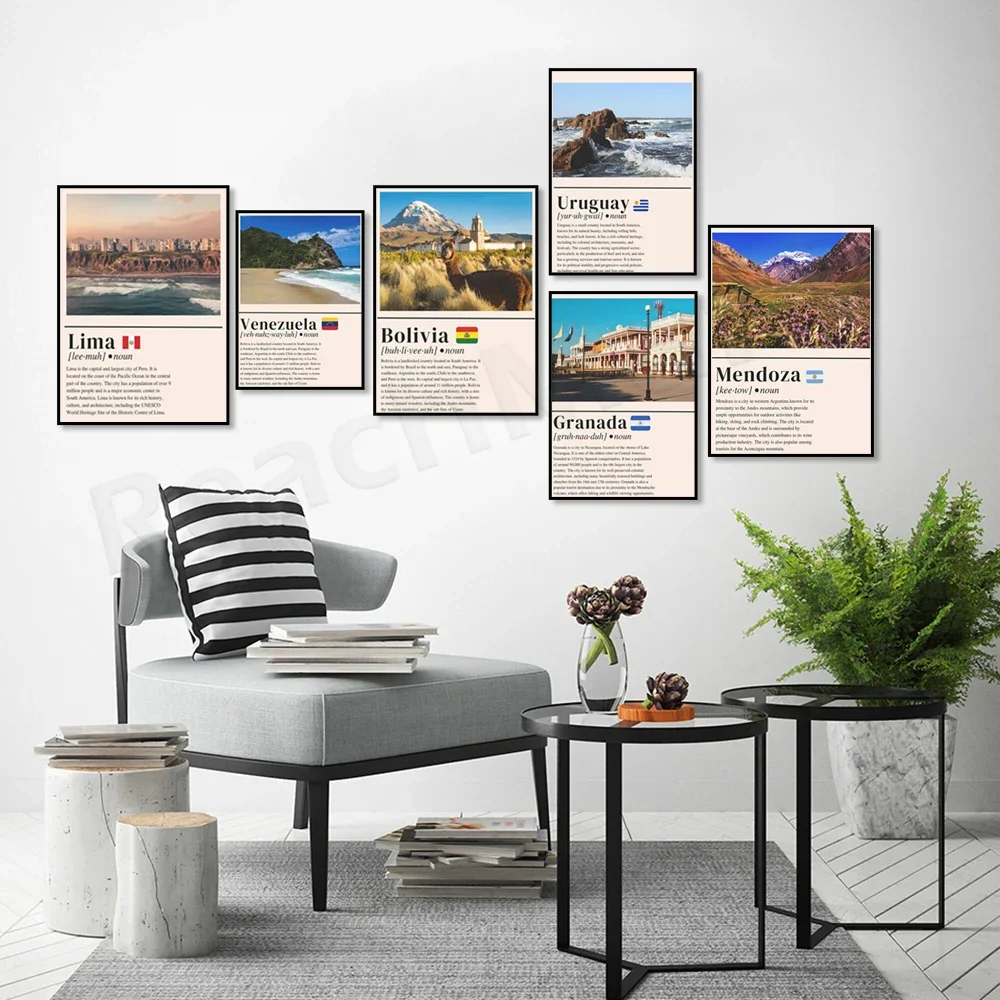 Дорожные постеры Гранада Никарагуа Венесуэли Уругвай Quito Эквадор Аргентина