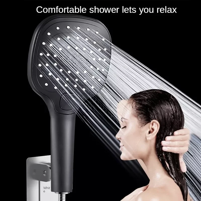 

NEW2023 Black Shower Hand-Held Shower Head Shower Water Heater Pressurized Self-Cleaning Button Shower Head Bath Set For Bathroo