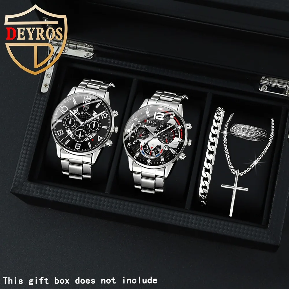 Мужские часы 5 шт./компл. 2 шт. повседневные мужские классические кварцевые для