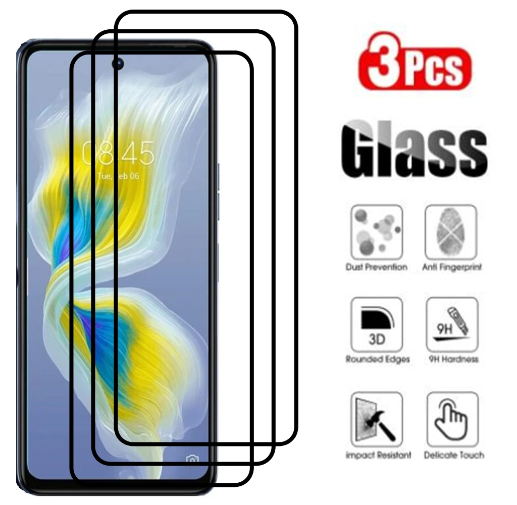 

3 PCS Tempered Glass For Tecno Camon 18T 18P Full Coverage Screen Protector Glas for Tecno Camon 18 Premier Protective Glass