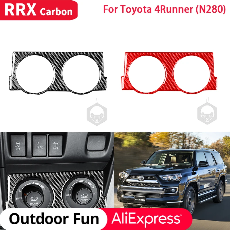 

RRX Carbon Fiber Sticker Car Four-Wheel Drive 4WD Switch Panel Frame Decoration Cover Trim for Toyota 4Runner N280 2010-2020