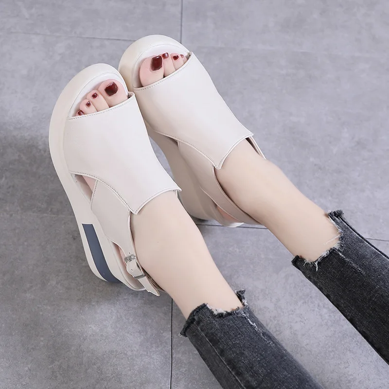 New Women Sandals Summer Size 35-42 Women Shoes Casual Wedges Platform Female Outdoor Soft Buckle Peep Toe Ladies Shoes