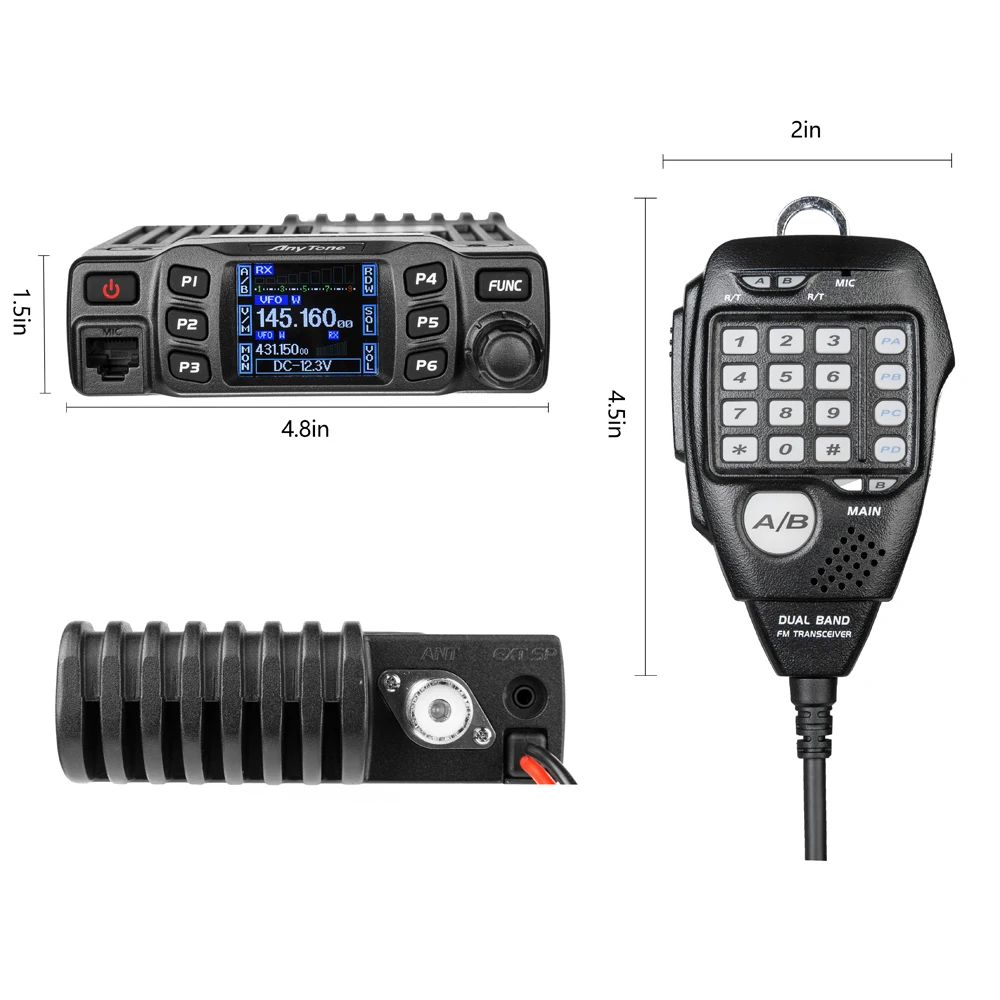 AnyTone AT-778UV Dual Band Transceiver Mini Mobile Radio Station VHF 136-174 UHF 400-480MHz Amateur Radio  Walkie Talkie 25W