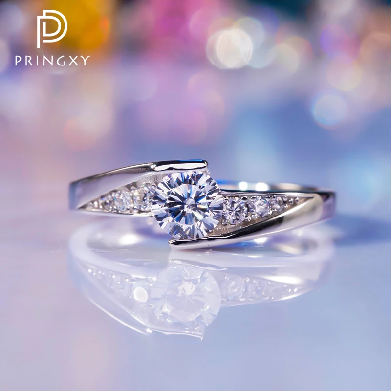 

PRINGXY Newest S925 Sterling Silver Zircon Ring for Women 18k Gold Plated Super Flash Fine Jewelry Wedding Bands High Gift