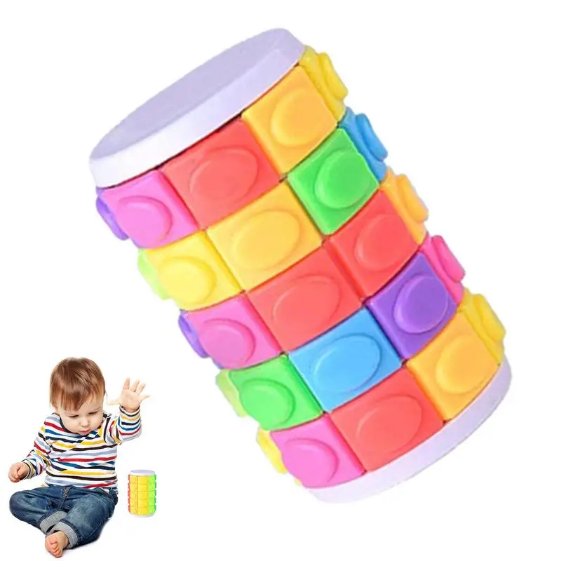 

3D Cube Puzzle Slide Babylon Tower Stress Cube Puzzle Toy Cube Kids Adult Color Cylinder Sliding Puzzle Sensory Toys