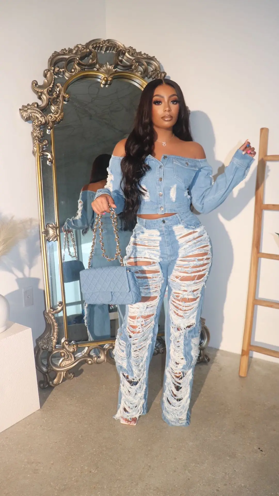 Женские прямые джинсовые брюки с широкими штанинами и высокой талией