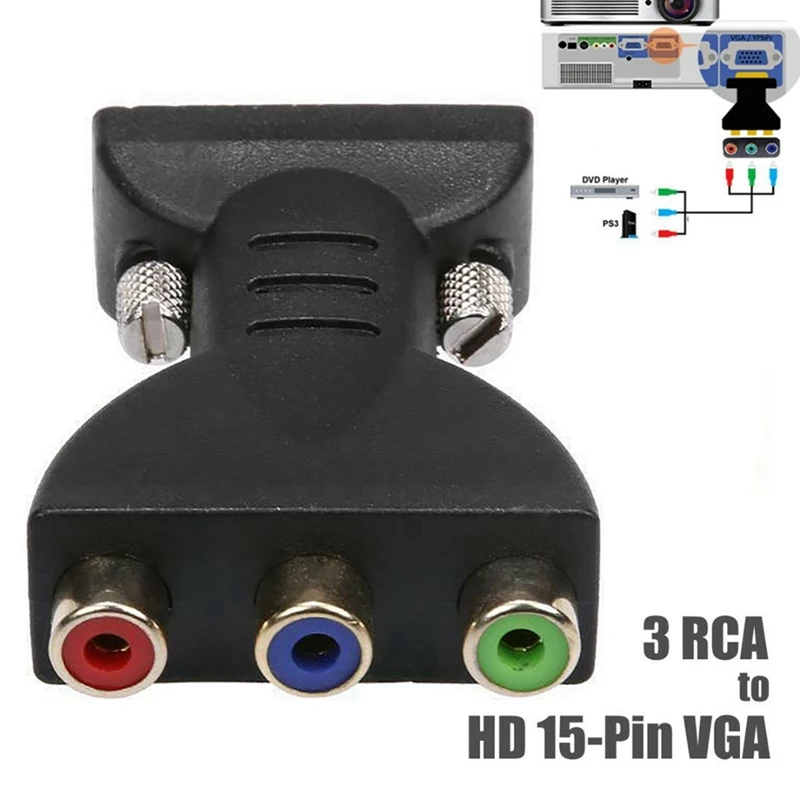 Адаптер видеоразъема 3RCA RGB мама в HD 15-контактный VGA-разъем