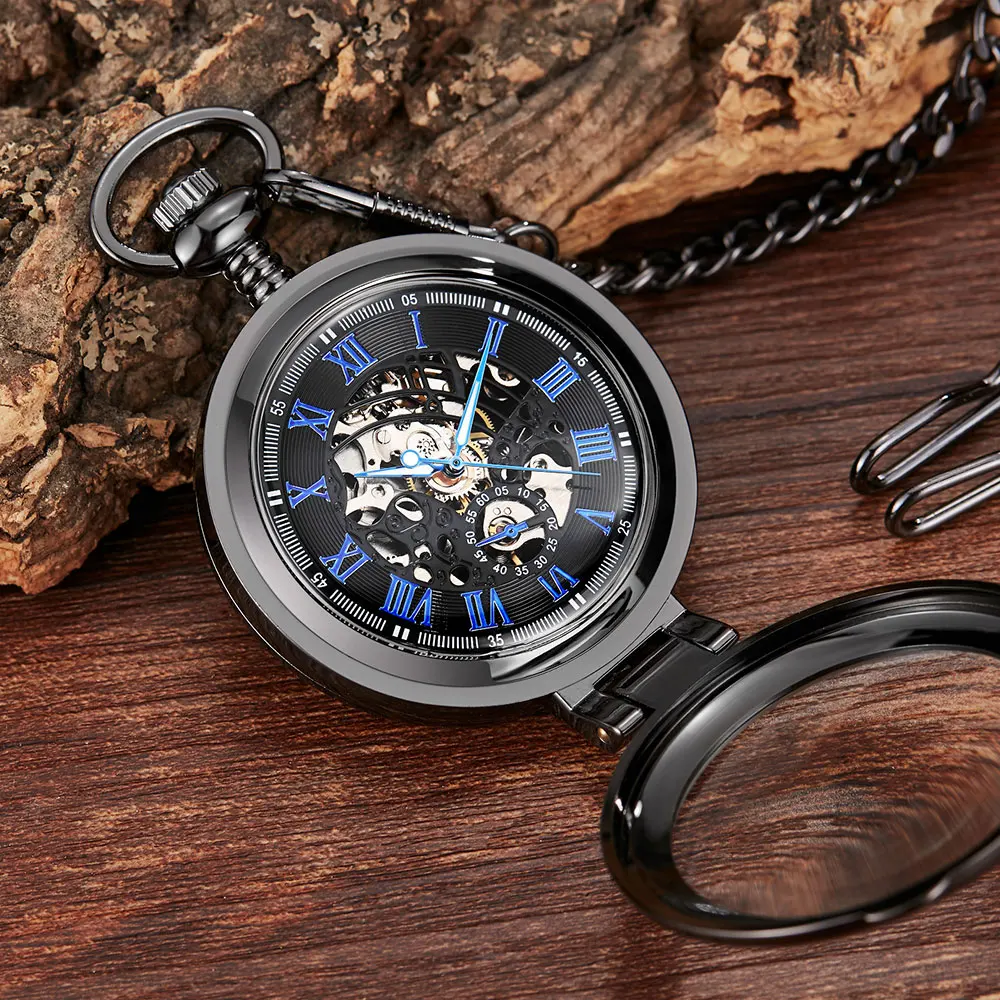 Vintage Retro Sculpture Tree Pattern Mechanical Pocket Watch Men Women Bronze FOB Hand Wind Roman Numerals