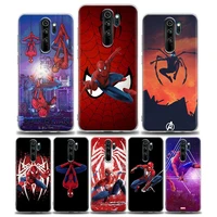 clear phone case for redmi 10c note 7 8 8t 9 9s 10 10s 11 11s 11t pro 5g 4g plus tpu case marvel anime spider man marvel