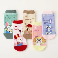 disney anime socks cartoon character stellalou rabbit little bear cotton boat socks kids birthday gift cute sock