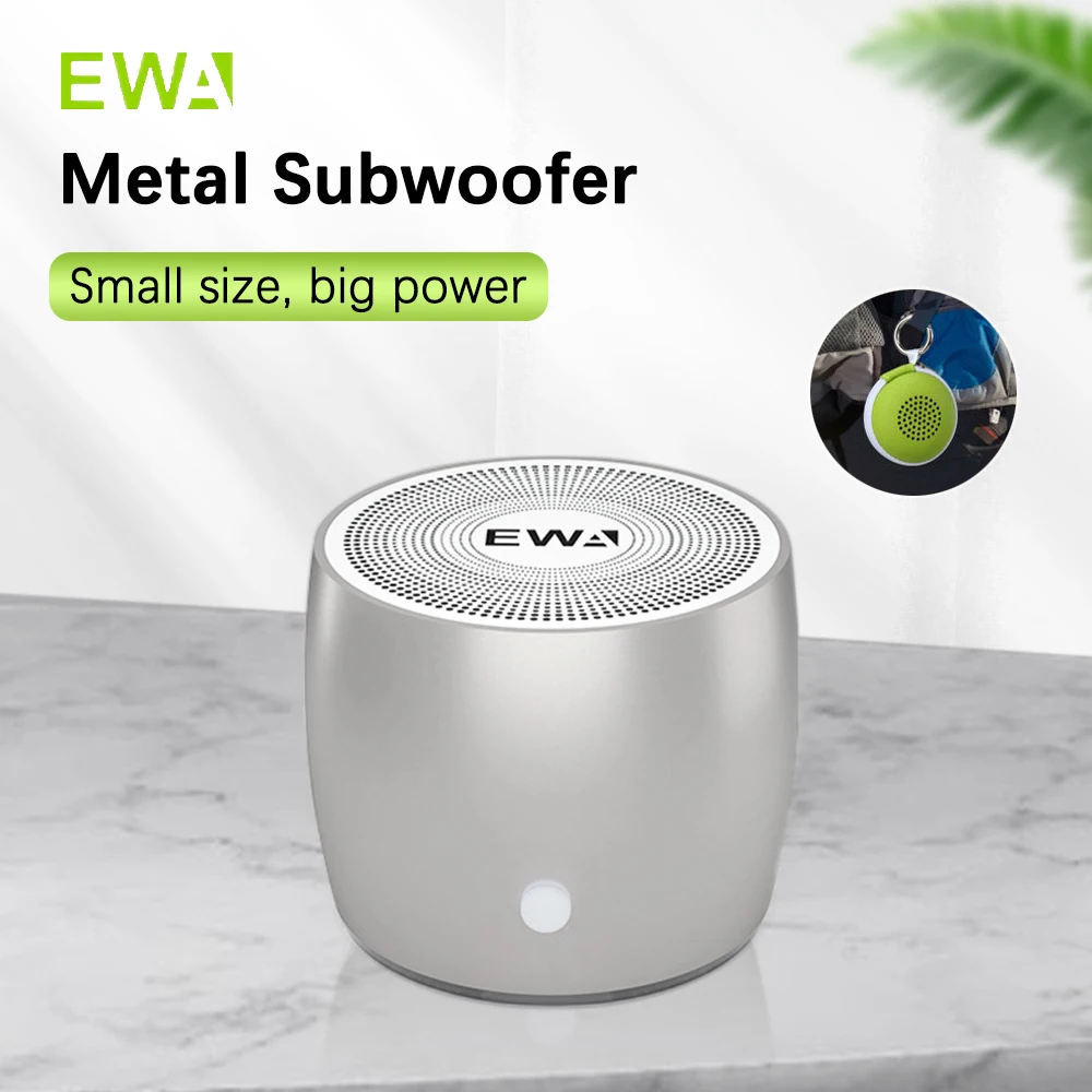 Фото Новая портативная Bluetooth-колонка EWA A103 Mini с мощными басами, водонепроницаемая (IPX5), беспроводная, в металлическом корпусе, с громким звуком и шумоподавлением №1