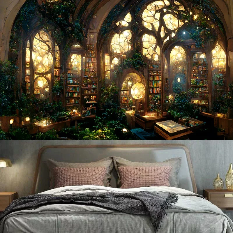 Волшебный книжный дом гобелен настенное художественное украшение подвесная