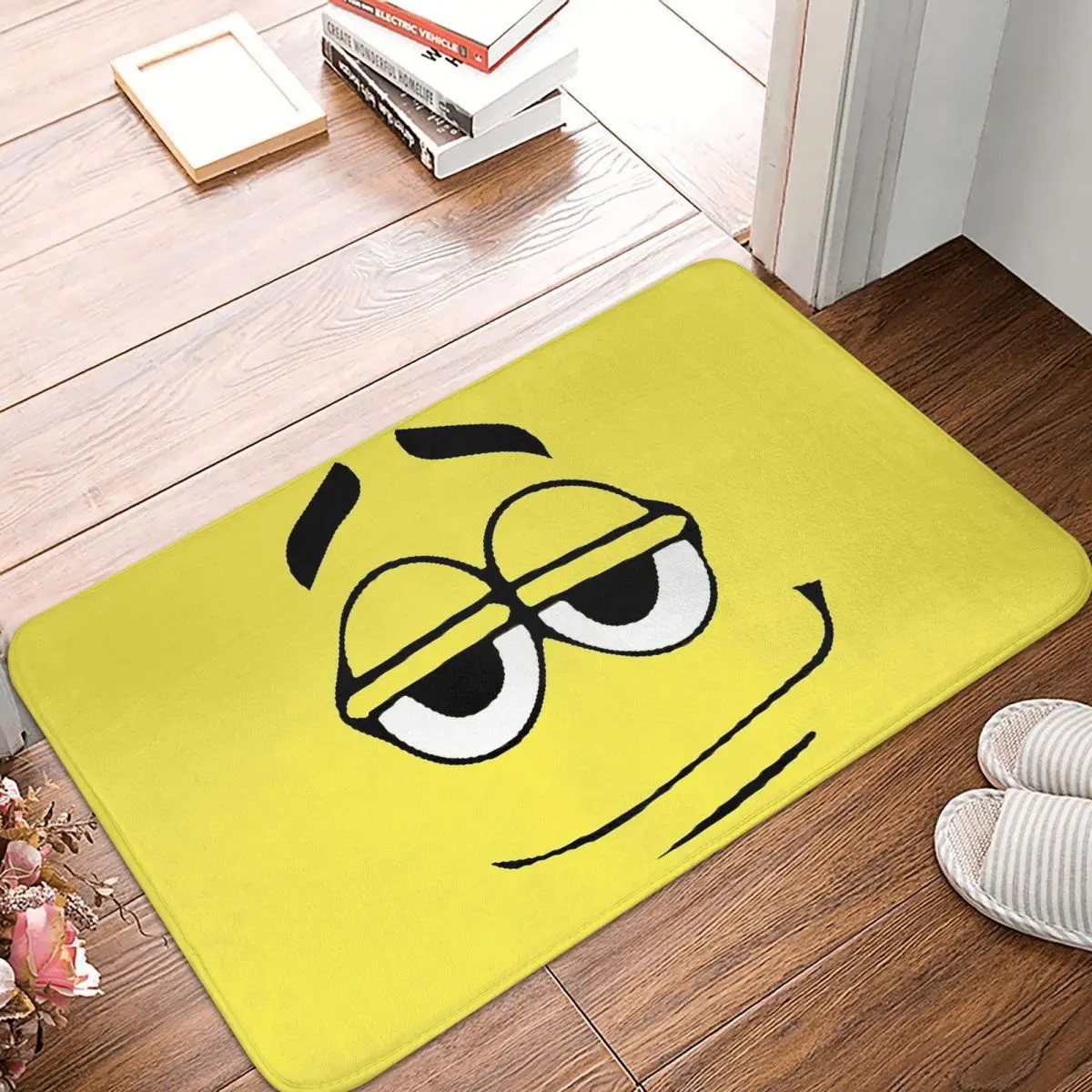 

Kitchen Non-Slip Carpet Yellow Candy Faces Flannel Mat Entrance Door Doormat Floor Decor Rug