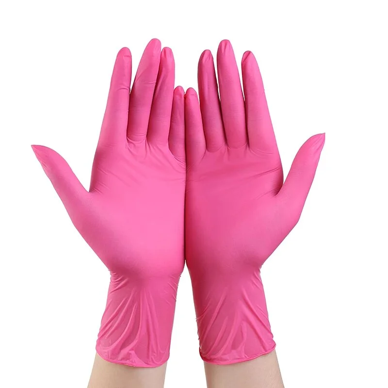 

Disposable Nitrile Gloves 100pcs Allergy Free Protect Safety Exam Gloves for Kitchen Dishwashing Work Mechanic Black Pink Gloves