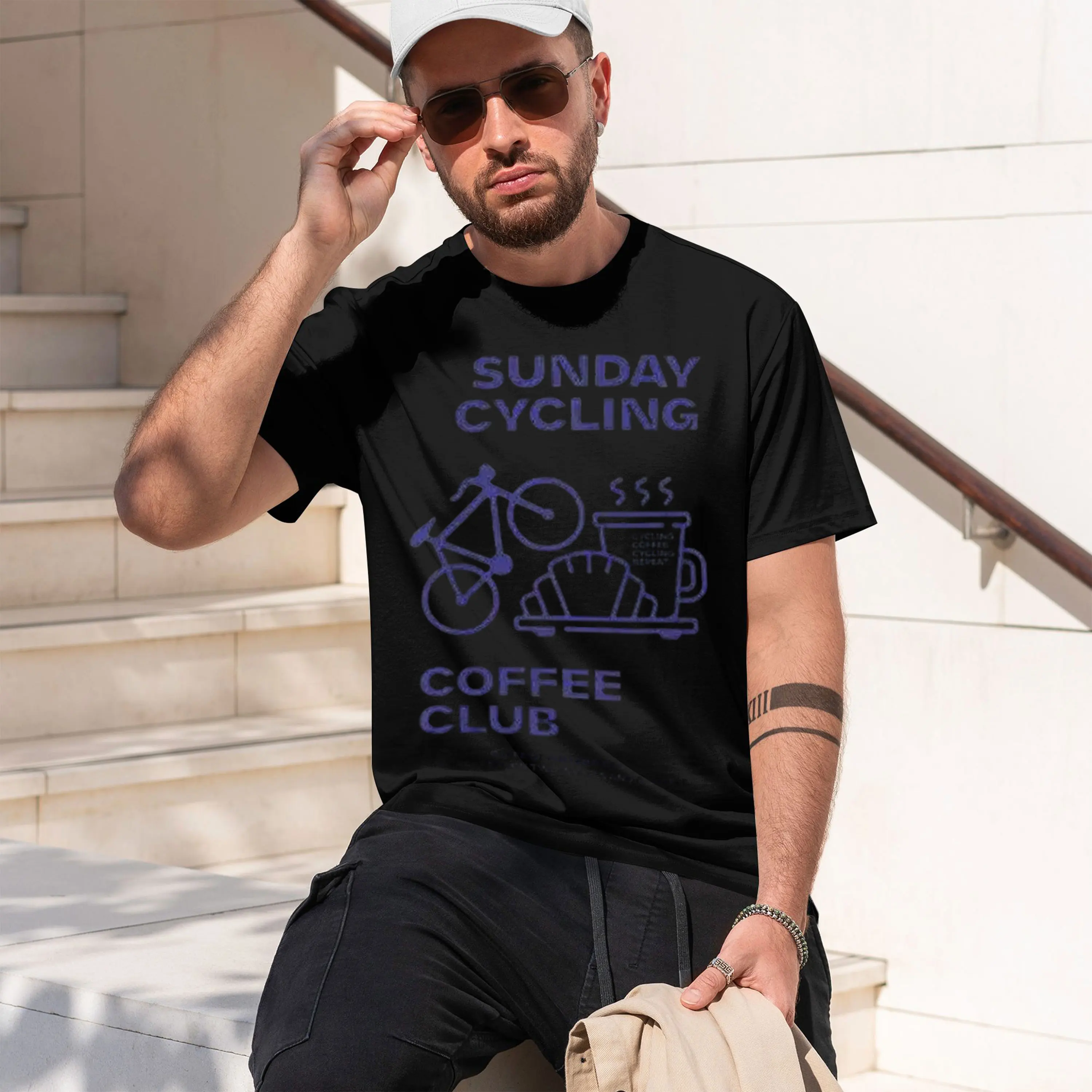 Фото Футболки унисекс Sunday Cycling Coffee Club Grh для мужчин и женщин, летние, высококачественные, дышащие, новая модель 2026 года, мужские короткие футболки №1