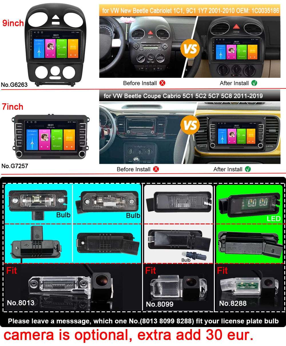 Автомобильное радио Android с беспроводным carplay GPS-навигацией FM PIP для VW New Beetle Cabriolet 1C1