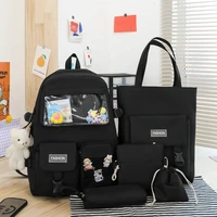 5pcsset women backpacks kawaii bookbags for middle high school teenager students school bags rucksack mochila pencil case set