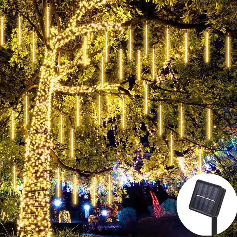 

Solar Meteor Shower Rain Lights Waterproof Falling Raindrop String Light for Christmas Holiday Party Patio Decor fairy lights