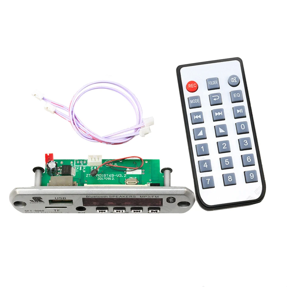 

Bluetooth audio receiver Decoder module APP control 12v/5v USB TF Mic DIY speaker(no power amplifier)