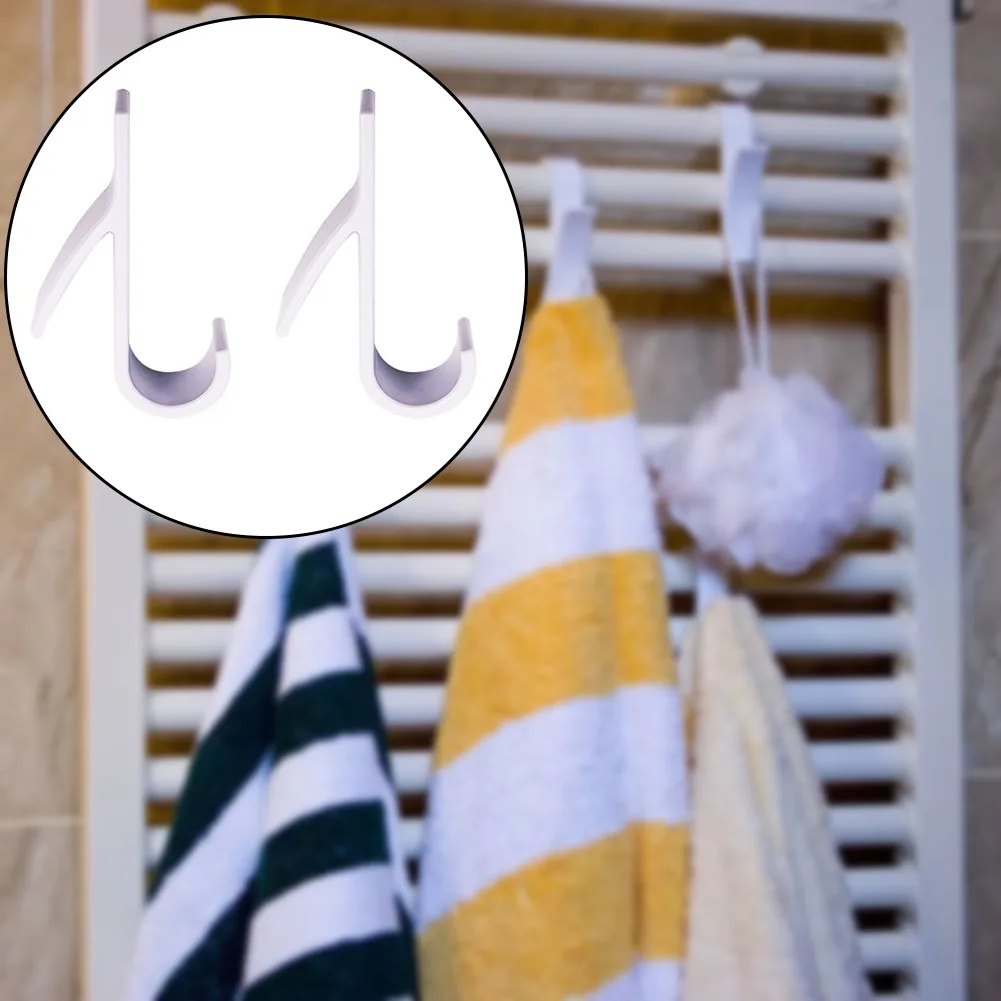 

2pcs Hanger Clips Storage Racks White Clear Hanger Heated Towel Radiator Rail Bath Hook Holder Clothes Scarf Hanger Kitchen