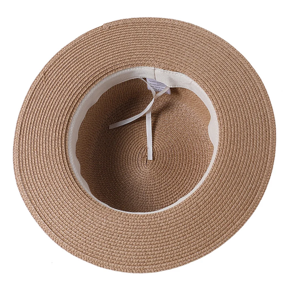 Шляпа Douhoow женская Соломенная с широкими полями и ремешком-гвоздиком