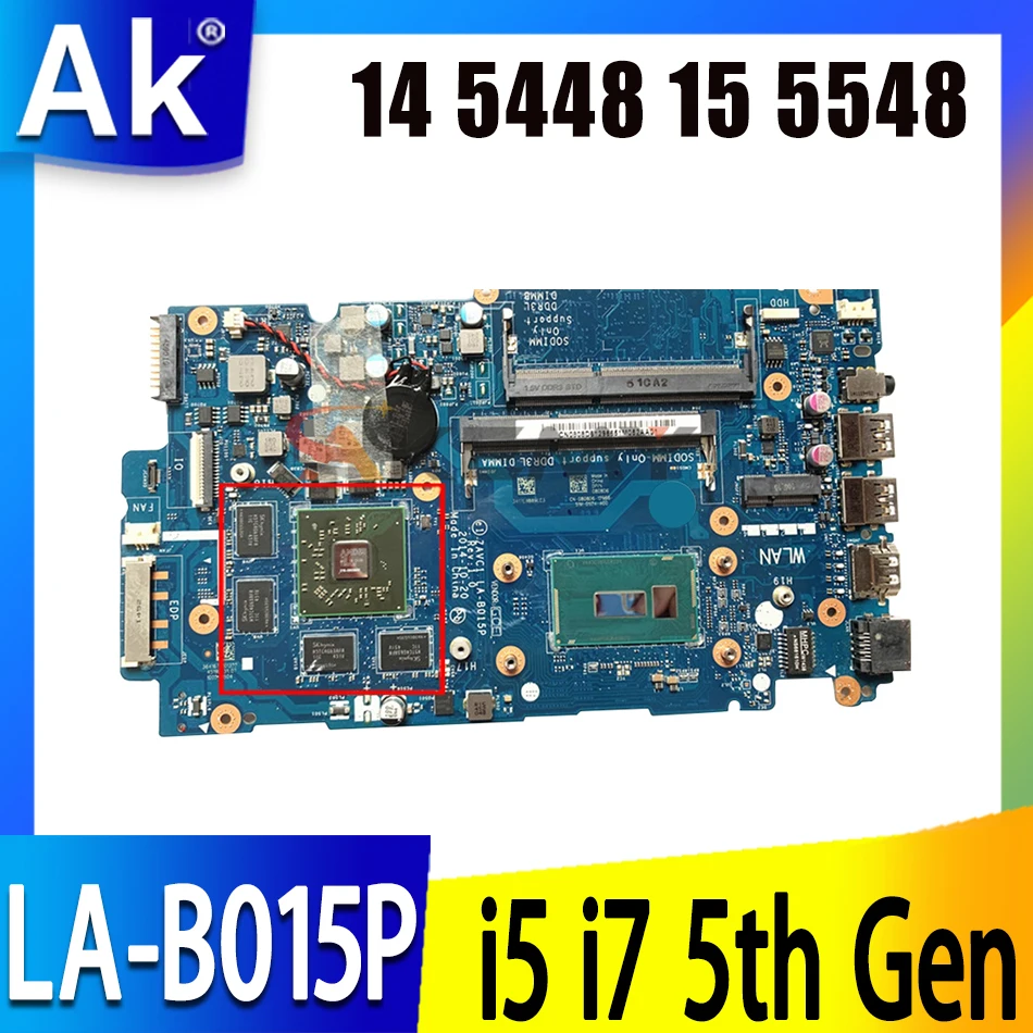 

For DELL Inspiron 14 5448 15 5548 Laptop Motherboard ZAVC1 LA-B015P CN-0VW3X0 CN-0808D6 Wth i5-5200U i7-5500U CPU R7 M270