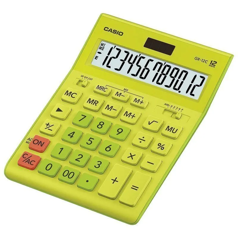 Калькулятор настольный CASIO GR-12С-GN (210х155 мм) 12 разрядов двойное питание САЛАТОВЫЙ