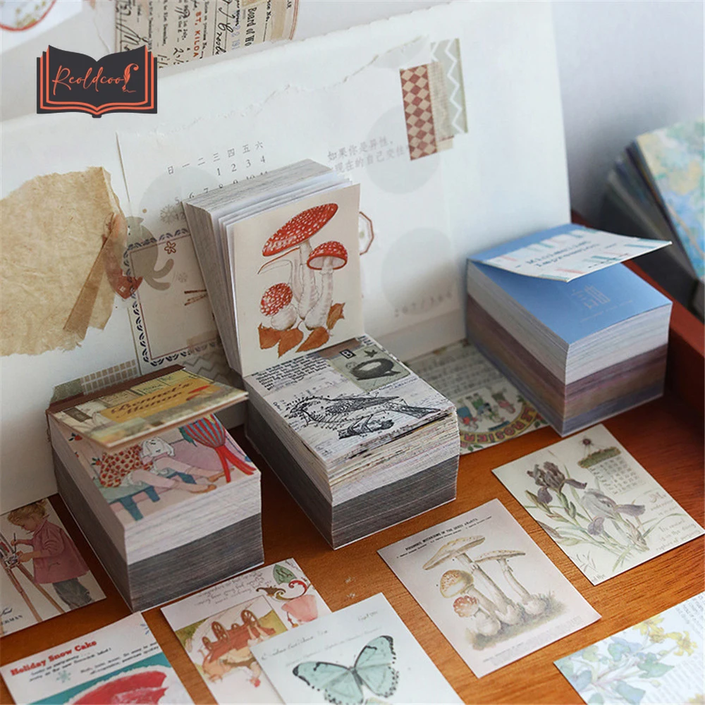 

400pcs/set Retro Material Paper Book Tear-off Account Vintage Decorative Old Book Favorites DIY Scrapbooking Handmade Supplies