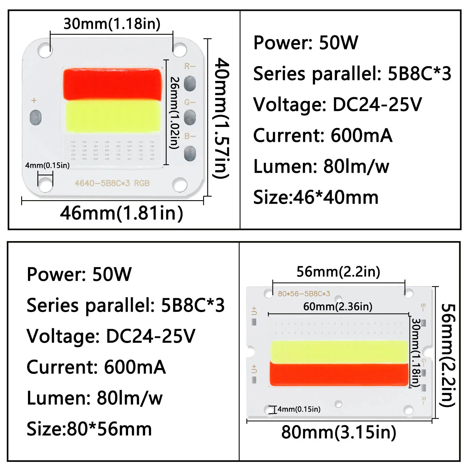 Фото Светодиодное сценическое освещение RGB 50 Вт DC24-25V Светодиодная вспышка COB 600 мА Четыре размера Красный Синий Зеленый Праздничный бар Наружное освещение Украшение №3