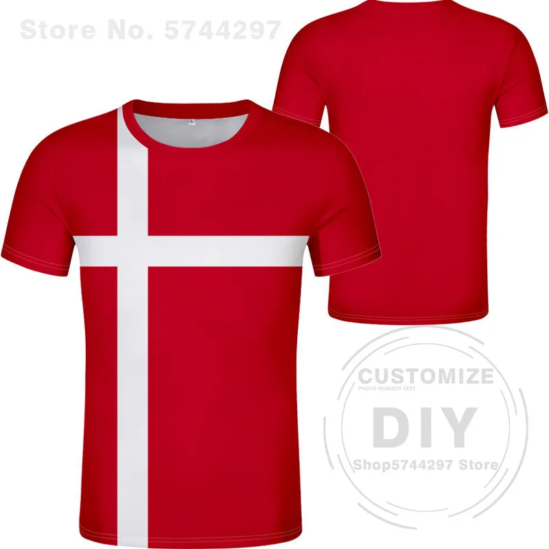Футболка с логотипом Дании Бесплатная индивидуальная печать имени номера Dnk