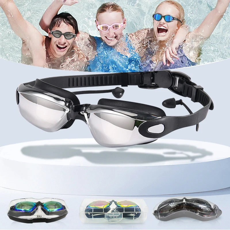 

Swimming Goggles Anti-fog UV Protection Soft Silicone Nose Bridge Does Not Leak Adult Large Frame Goggles Swimming Accessories