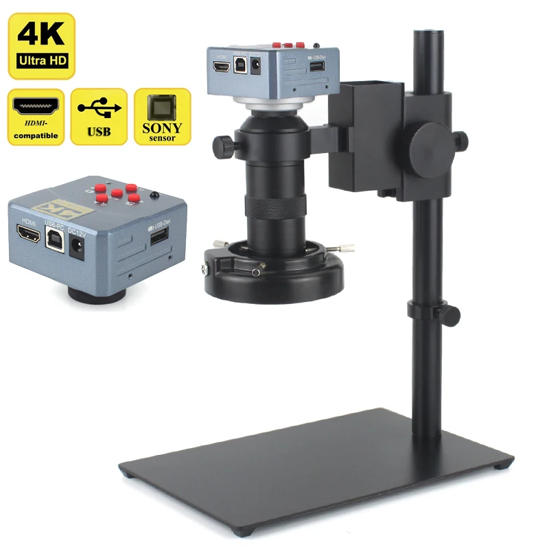 Цифровой видеомикроскоп 4K 60FPS Ultra HD 1080P HDMI USB 1/2 дюйма SONY сенсор объектив 130X
