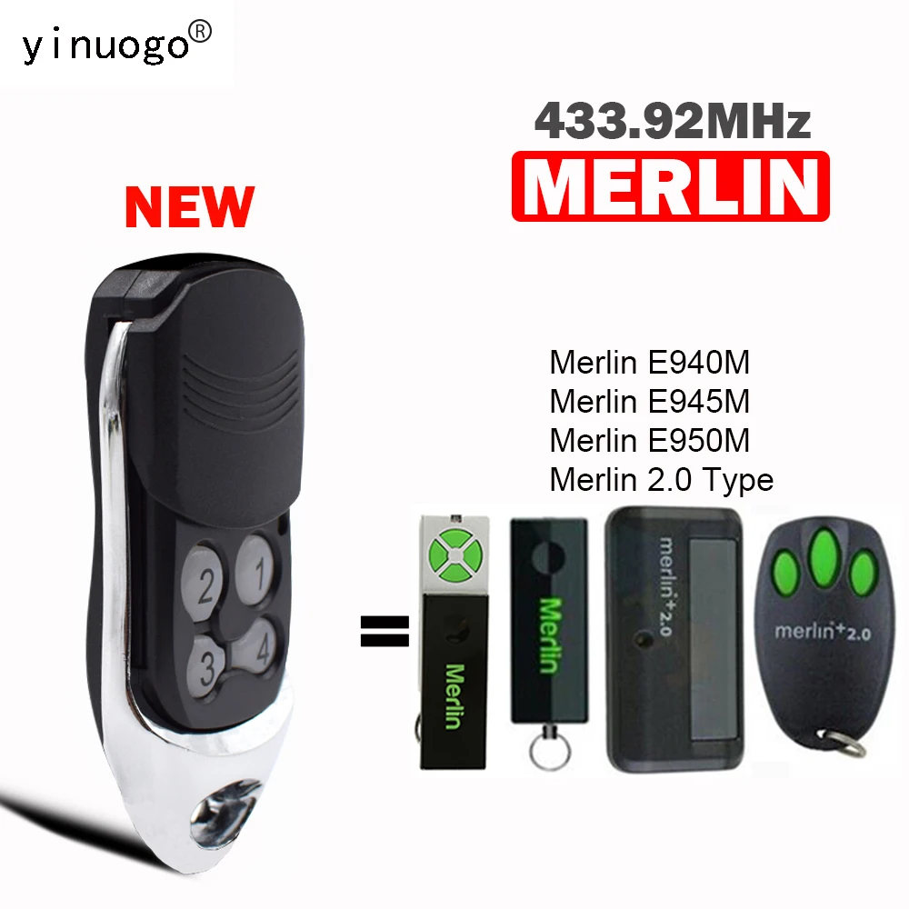 

For Merlin+ 2.0 Garage Door Remote Control 433.92MHz Merlin E945M E940M E950M Remote Control Garage Door Openers Transmitter