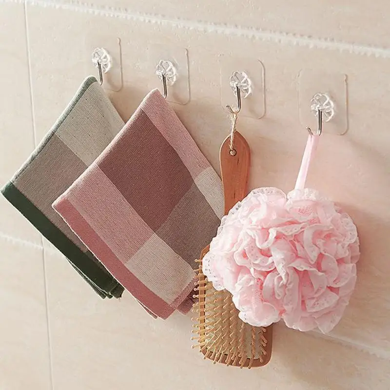 

6PCS Transparent Wall Hook Strong Self-Adhesive Kitchen Bathroom Door Wall Hangers Hooks Seamless Paste Hook