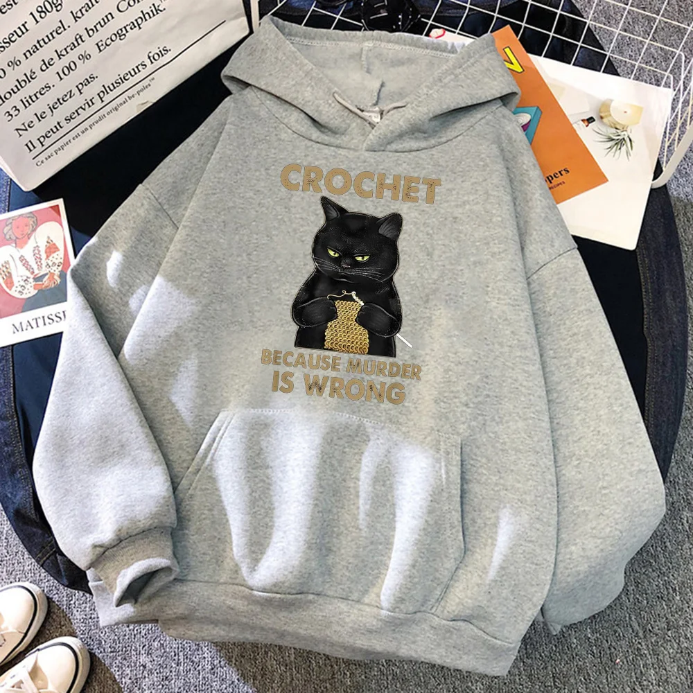 

Crochet Because Murder Is Wrong Women Clothes Hip Hop Pullovers Hoody New Casual Oversized Clothing Fleece Loose Hoody Womens