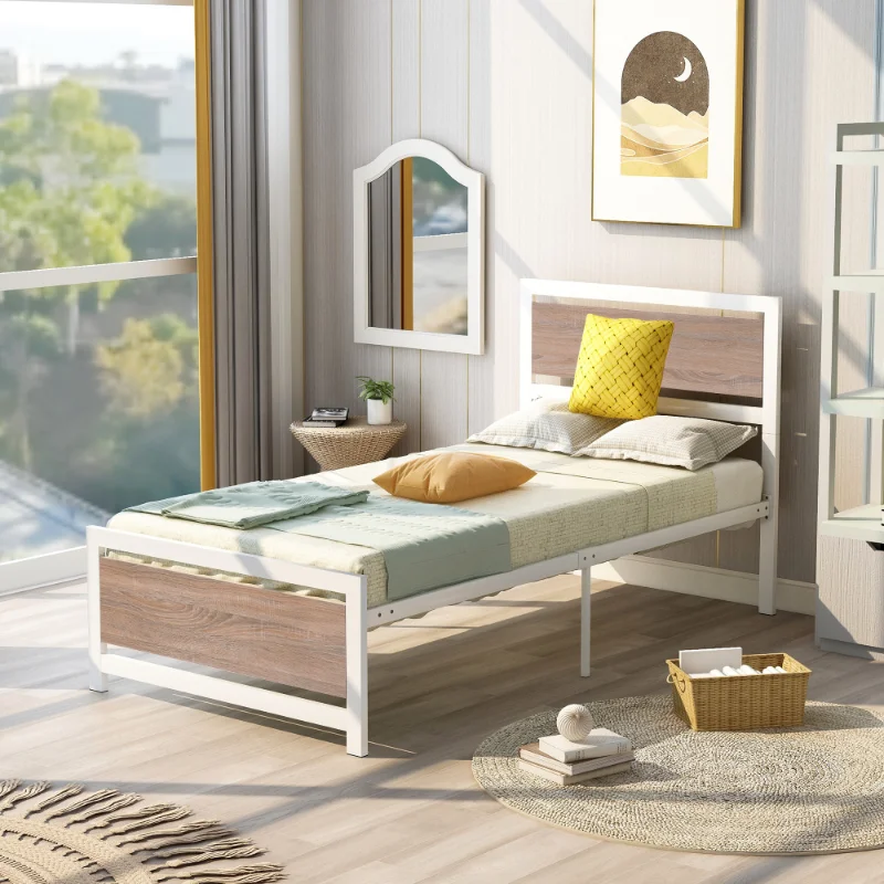 With Headboard And Footboard \ Twin Size Platform Bed \ No Box Spring Needed\  Easy To