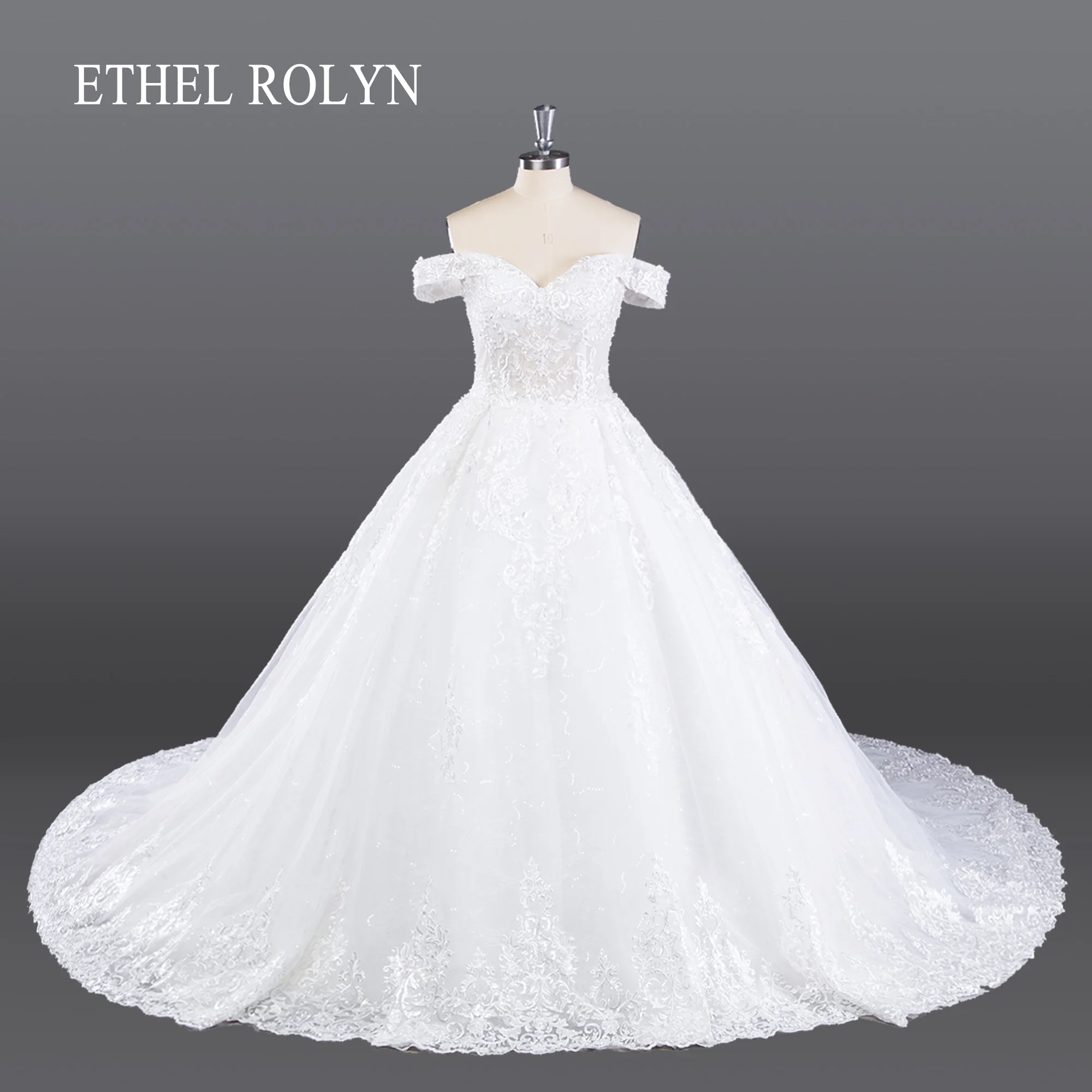 

ETHEL ROLYN Off Shoulder Wedding Dress 2023 Sweetheart Beading Appliques Sequined Wedding Gown Royal Train Vestidos De Novia