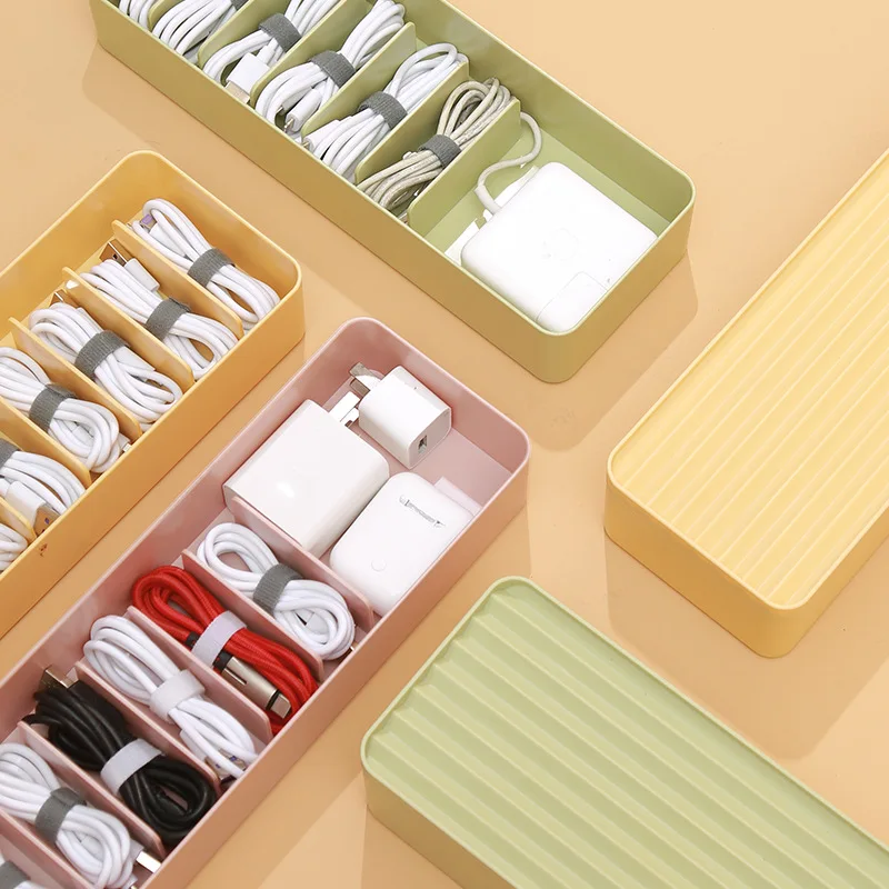 Wired Storage Box Plastic Data Cable Desk Stationery Makeup Key Jewelry Office Rack |